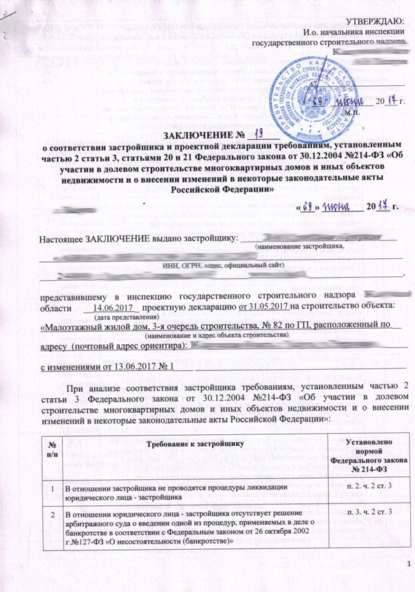 О соответствии дома требованиям образец